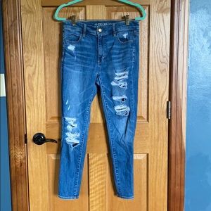 American Eagle Destroyed High Rise Skinny Jeans